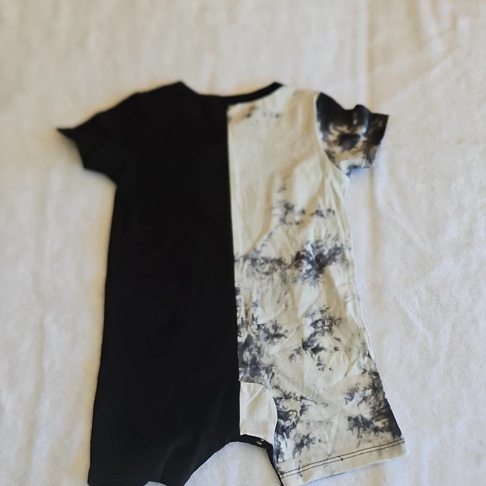 PatPat Tie-Dye Cotton Romper Short Sleeve‎ 6-9M Black White Sports